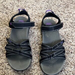 Teva Black Sandals with Purple Accents